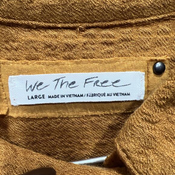 Free People We The Free Solid Hidden Valley Slouchy Oversized Button Down Size L - Picture 7 of 11